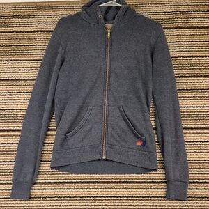 AVIATOR NATION Lightening Bolt Grey Full Zip Womens XS‎ Hoodie Jacket Sweatshirt